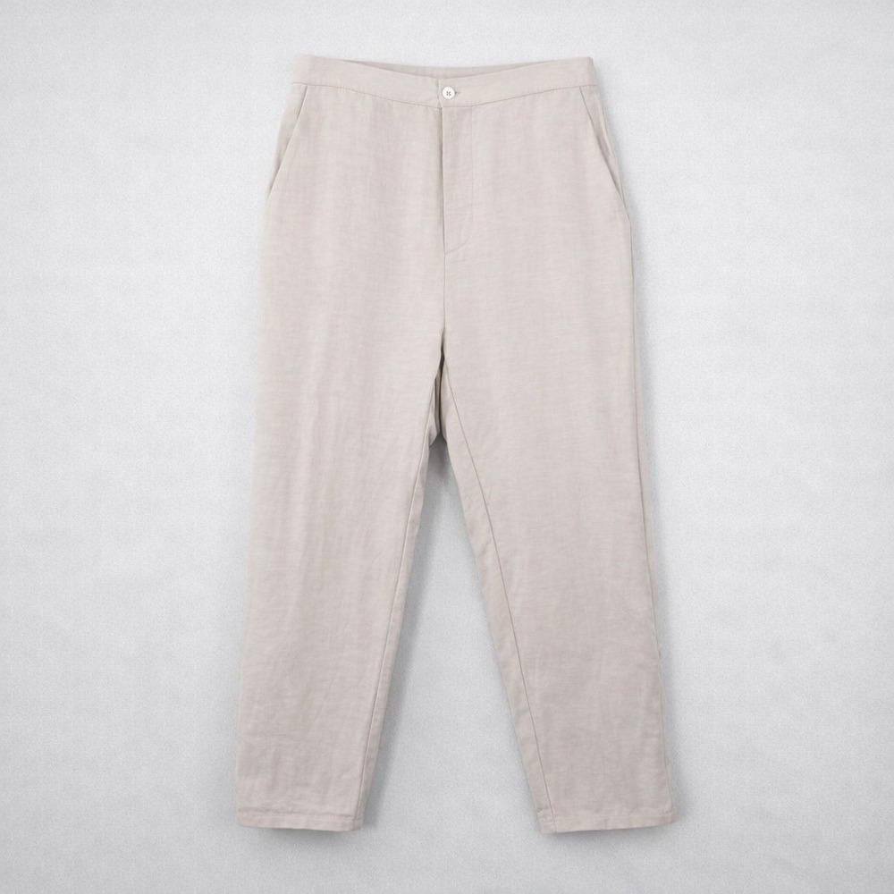 Elsa Esturgie Paris Pants Women 42 Linen Blend Tapered Beige Made in France